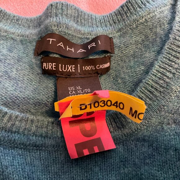 Blue/Green Tahari Pure Luxe cashmere sweater - Picture 3 of 5